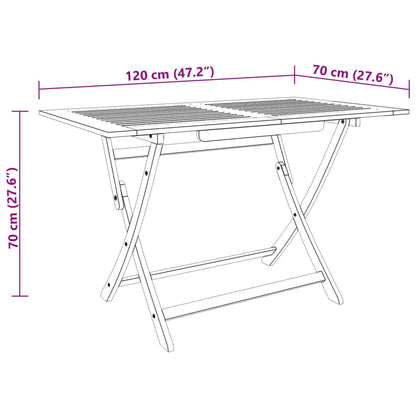 Mesa de jardim dobrável 120x70x75 cm madeira eucalipto maciça