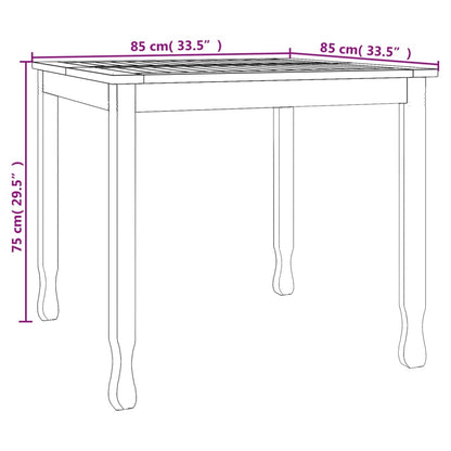 Mesa de jantar p/ jardim 85x85x75 cm madeira de teca maciça