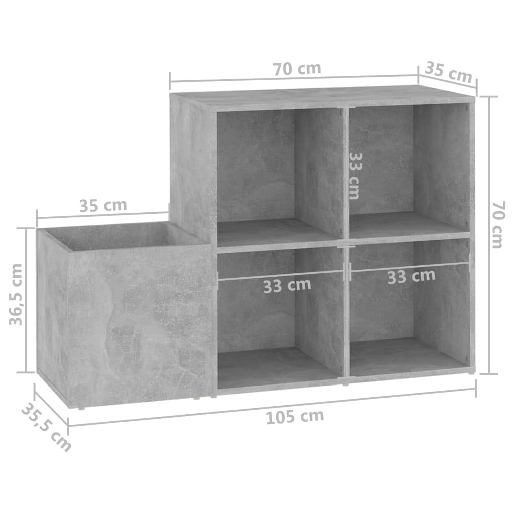 Sapateira Leen - Com Suporte para Guarda-Chuvas - Cor Cinzento Cimento - 105x35,5x70 cm -  Contraplacado - Design Minimalista