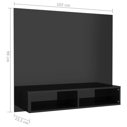 Móvel de TV de Parede Lisboa de 102 cm - Preto Brilhante - Design Moderno