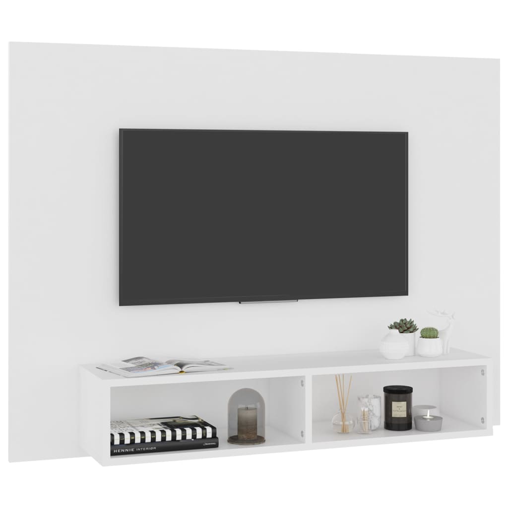 Armário de parede para TV 120x23,5x90 cm contraplacado branco