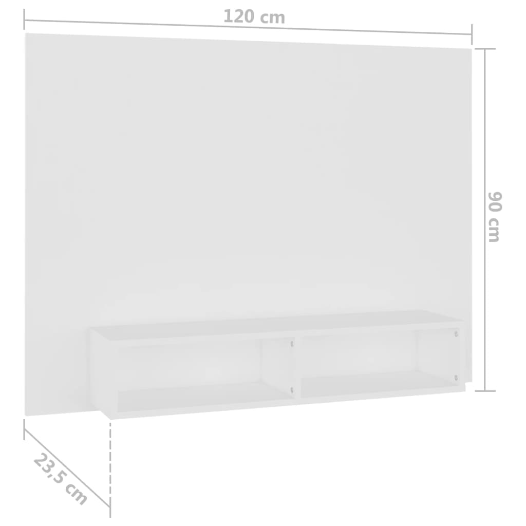 Armário de parede para TV 120x23,5x90 cm contraplacado branco