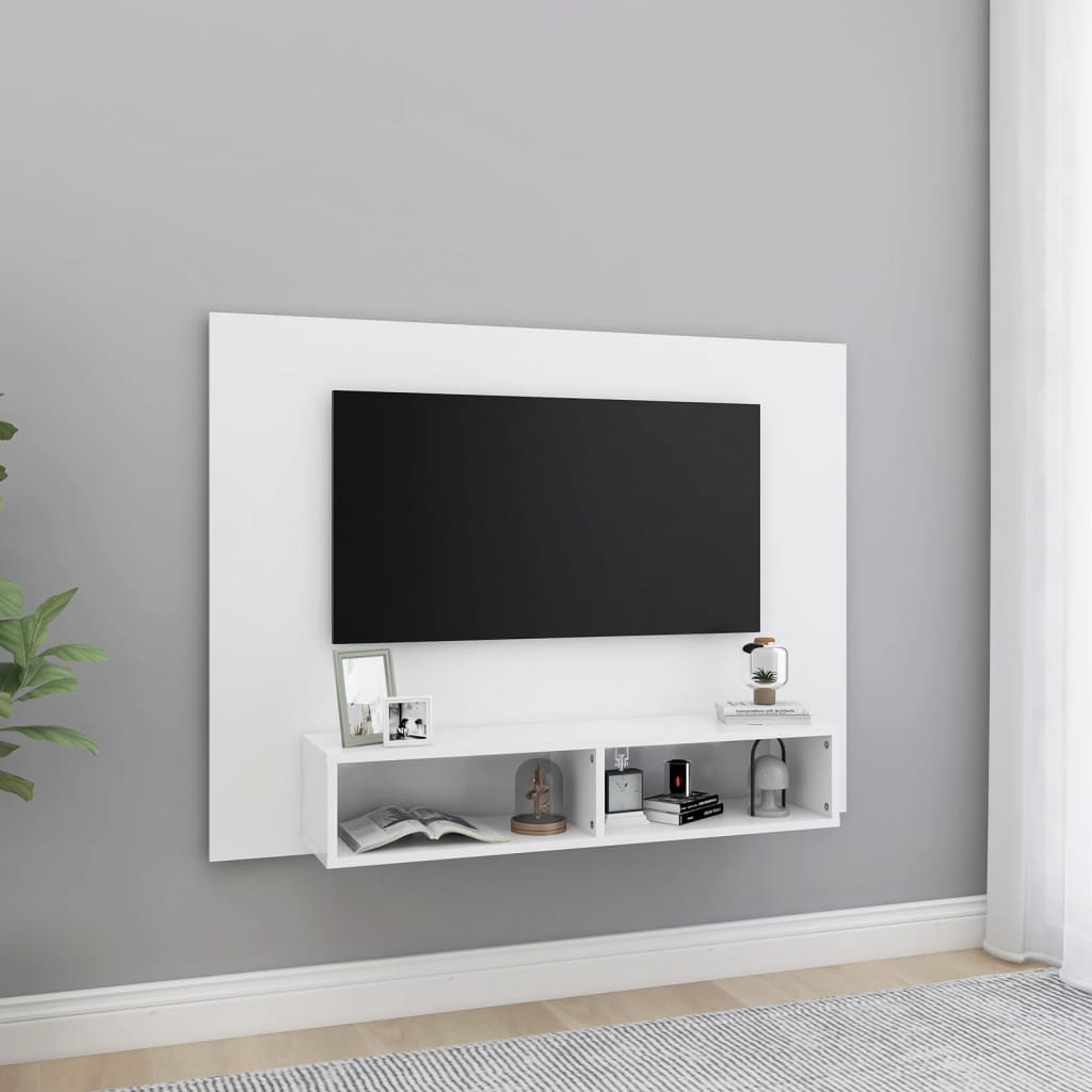 Armário de parede para TV 120x23,5x90 cm contraplacado branco