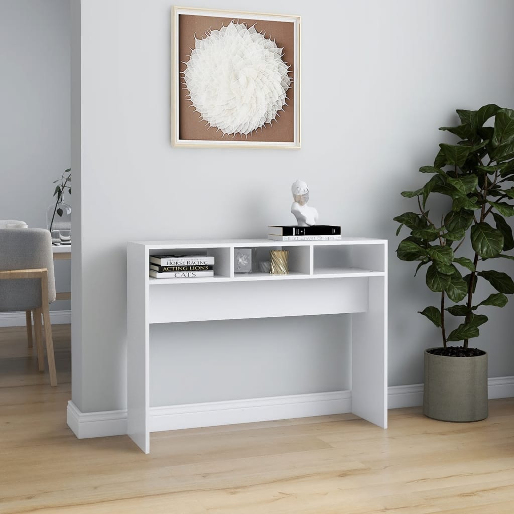 Mesa consola 105x30x80 cm contraplacado branco