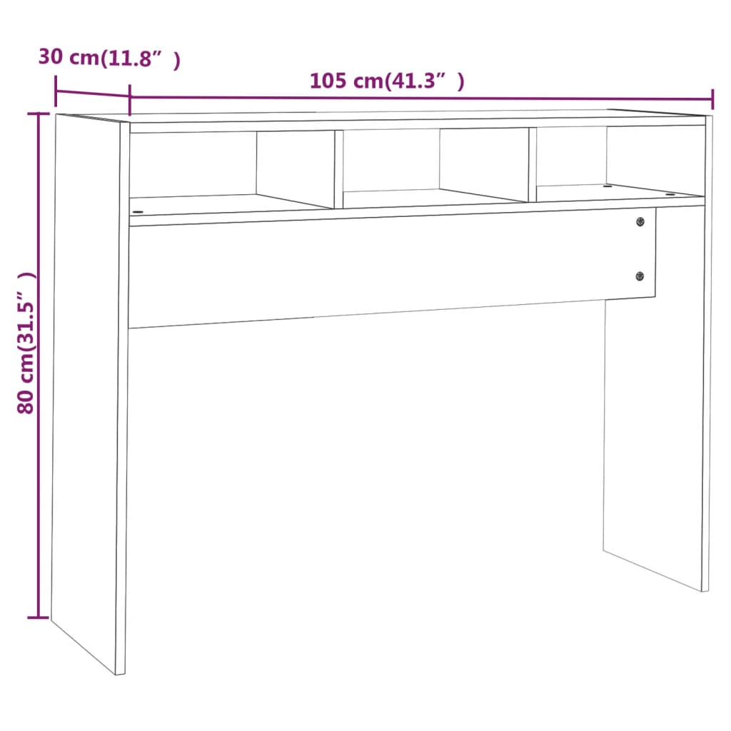 Mesa consola 105x30x80 cm contraplacado branco