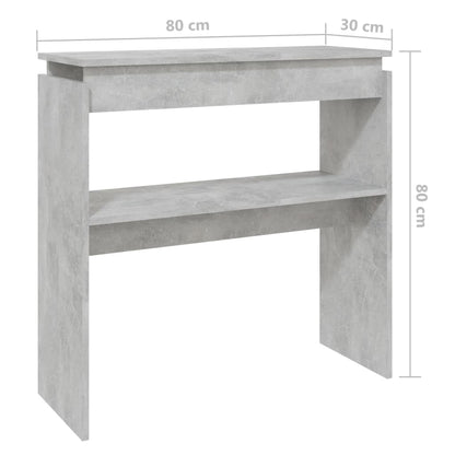 Mesa consola 80x30x80 cm derivados de madeira cinzento cimento