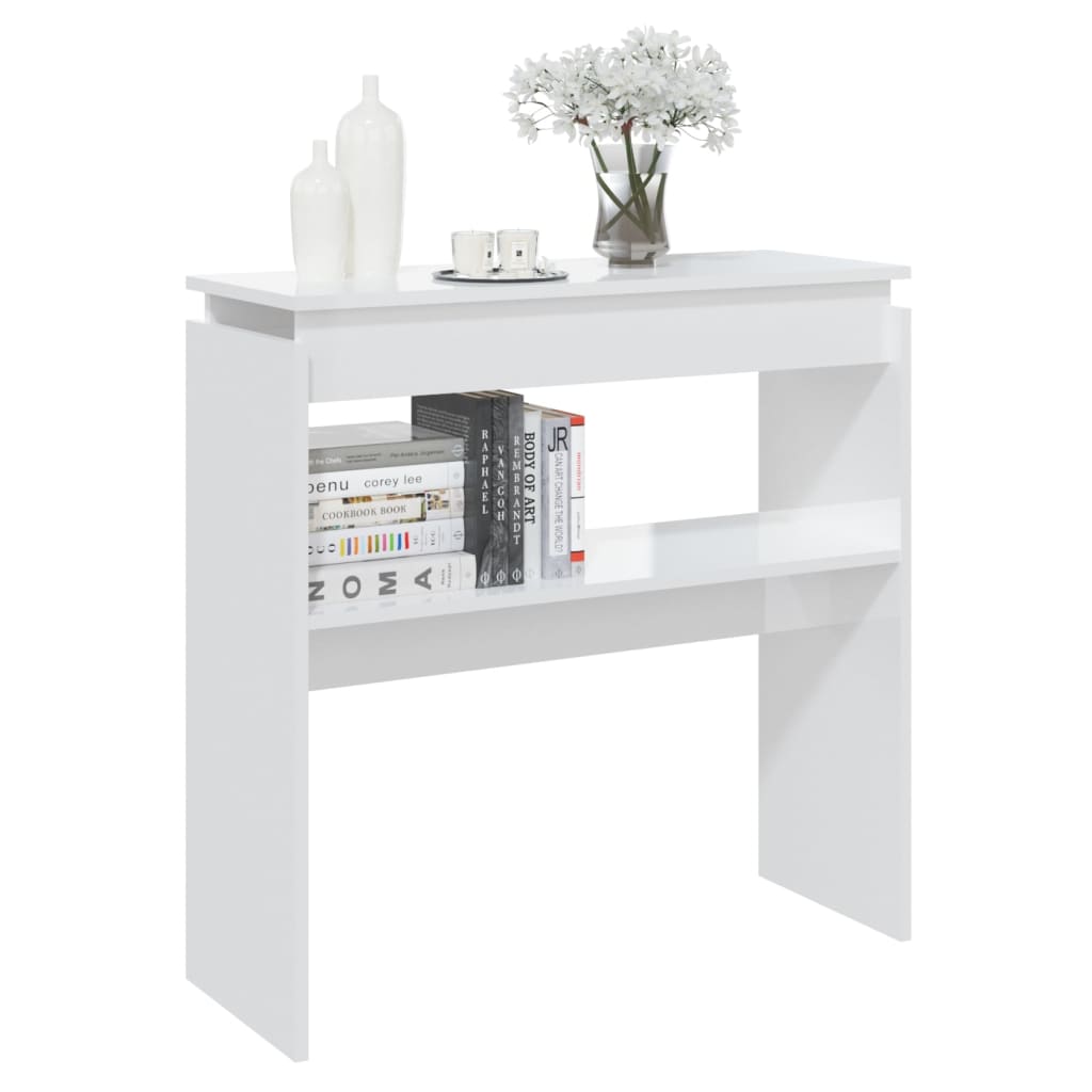 Mesa consola 80x30x80 cm derivados de madeira branco brilhante