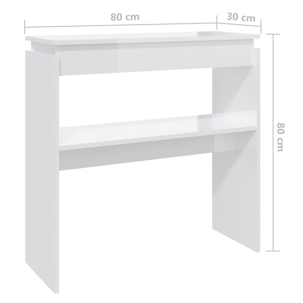 Mesa consola 80x30x80 cm derivados de madeira branco brilhante