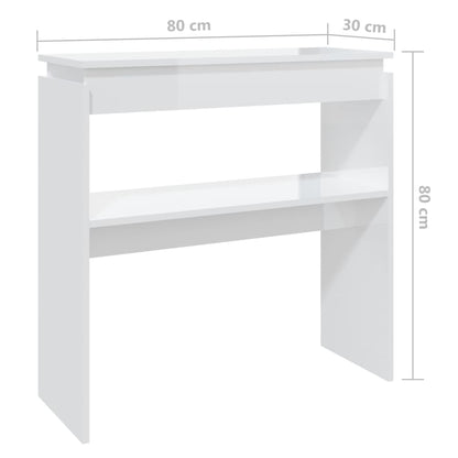 Mesa consola 80x30x80 cm derivados de madeira branco brilhante