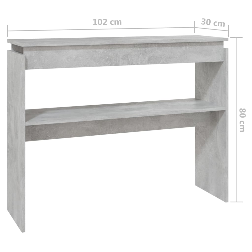 Consola de Entrada Cosima - 102 x 30 x 80 cm - Cor Cinzento - Contraplacado - Design Minimalista