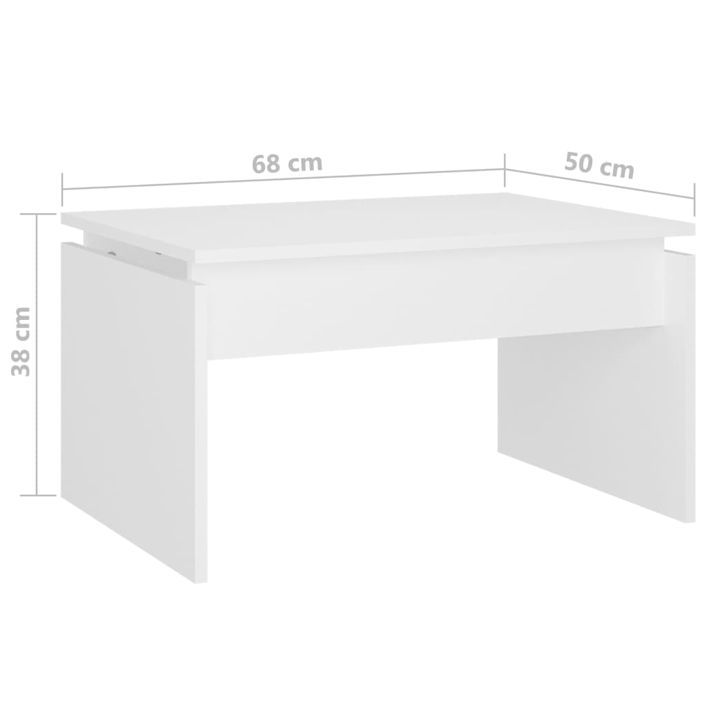 Mesa de centro 68x50x38 cm contraplacado branco