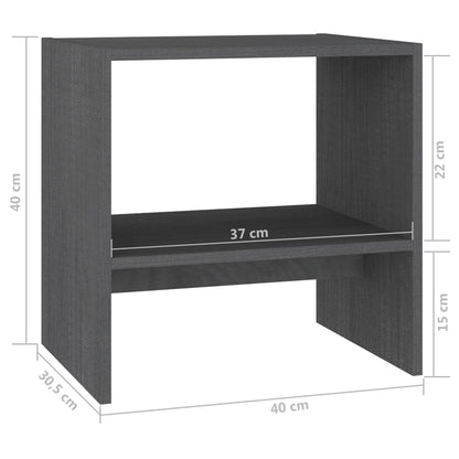 Mesas de cabeceira 2 pcs 40x30,5x40 cm pinho maciço cinzento