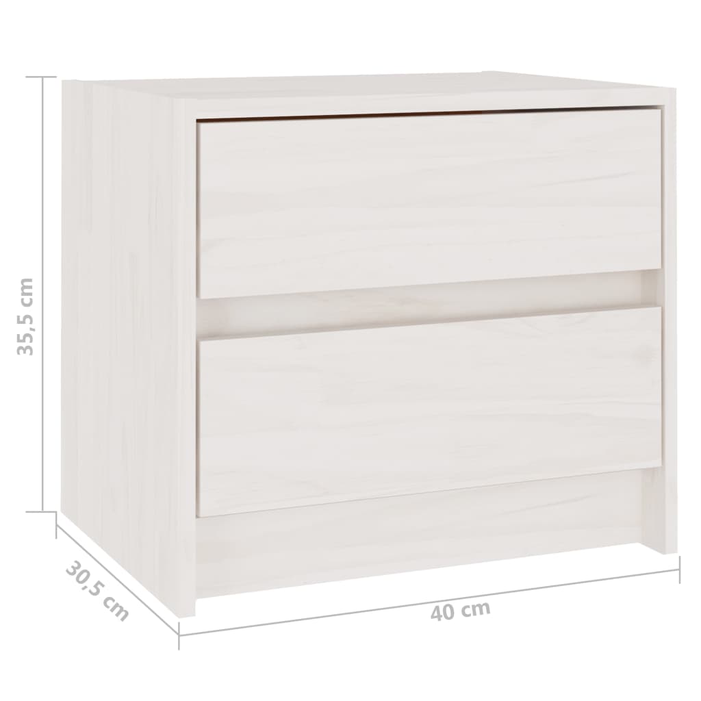 Mesas de cabeceira 2 pcs 40x30,5x35,5 cm pinho maciço branco