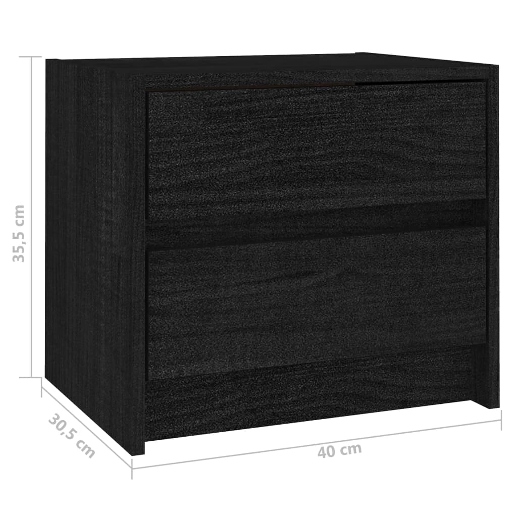 Mesas de cabeceira 2 pcs 40x30,5x35,5 cm pinho maciço preto