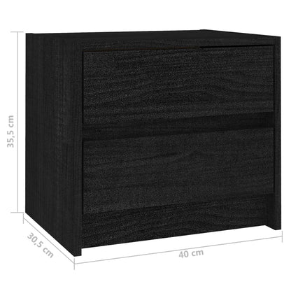 Mesas de cabeceira 2 pcs 40x30,5x35,5 cm pinho maciço preto