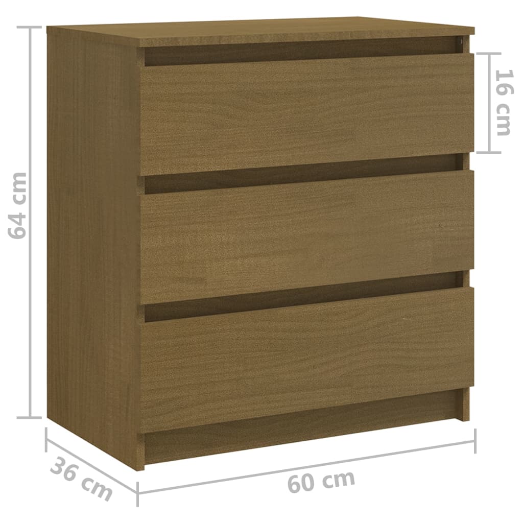 Mesa de cabeceira 60x36x64 cm pinho maciço castanho mel