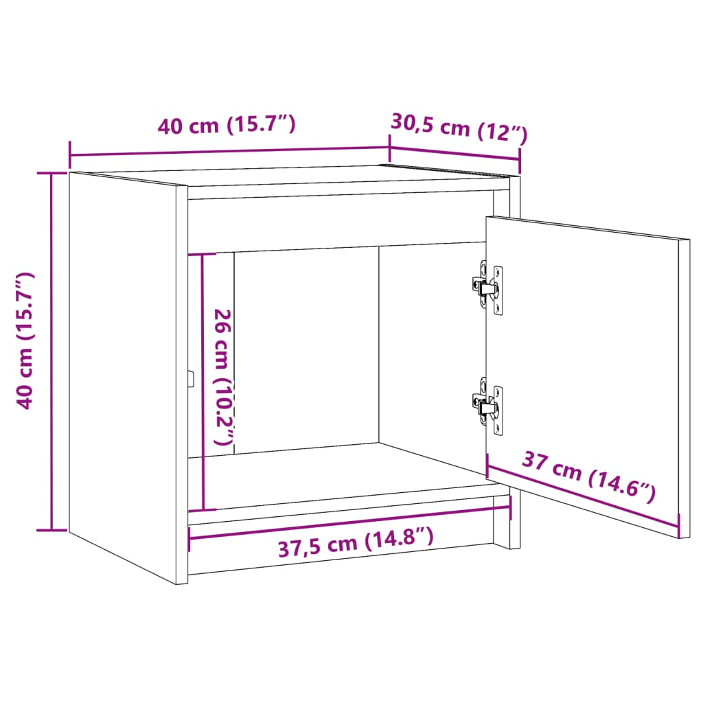 Mesa de cabeceira 40x30,5x40 cm pinho maciço castanho mel