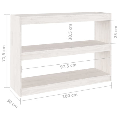 Estante/divisória 100x30x71,5 cm madeira de pinho branco