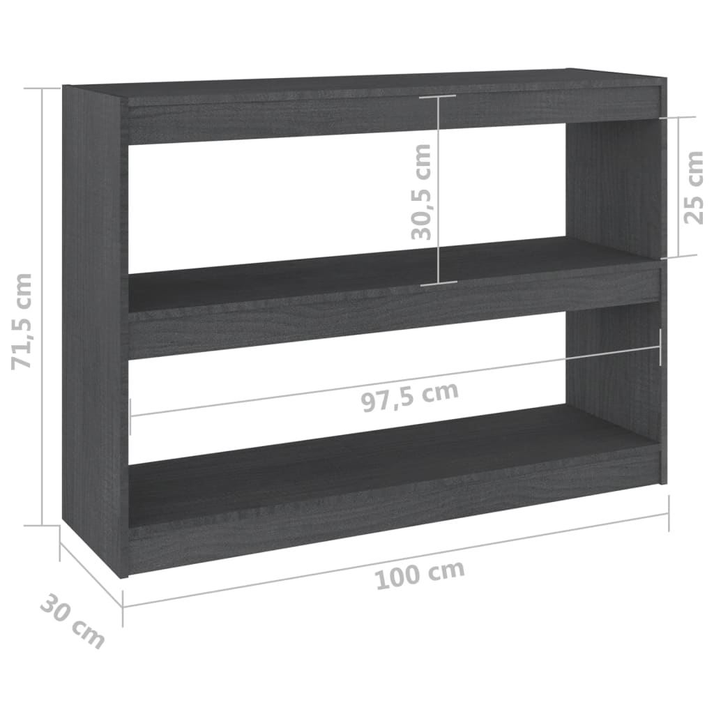 Estante/divisória 100x30x71,5 cm madeira de pinho cinzento