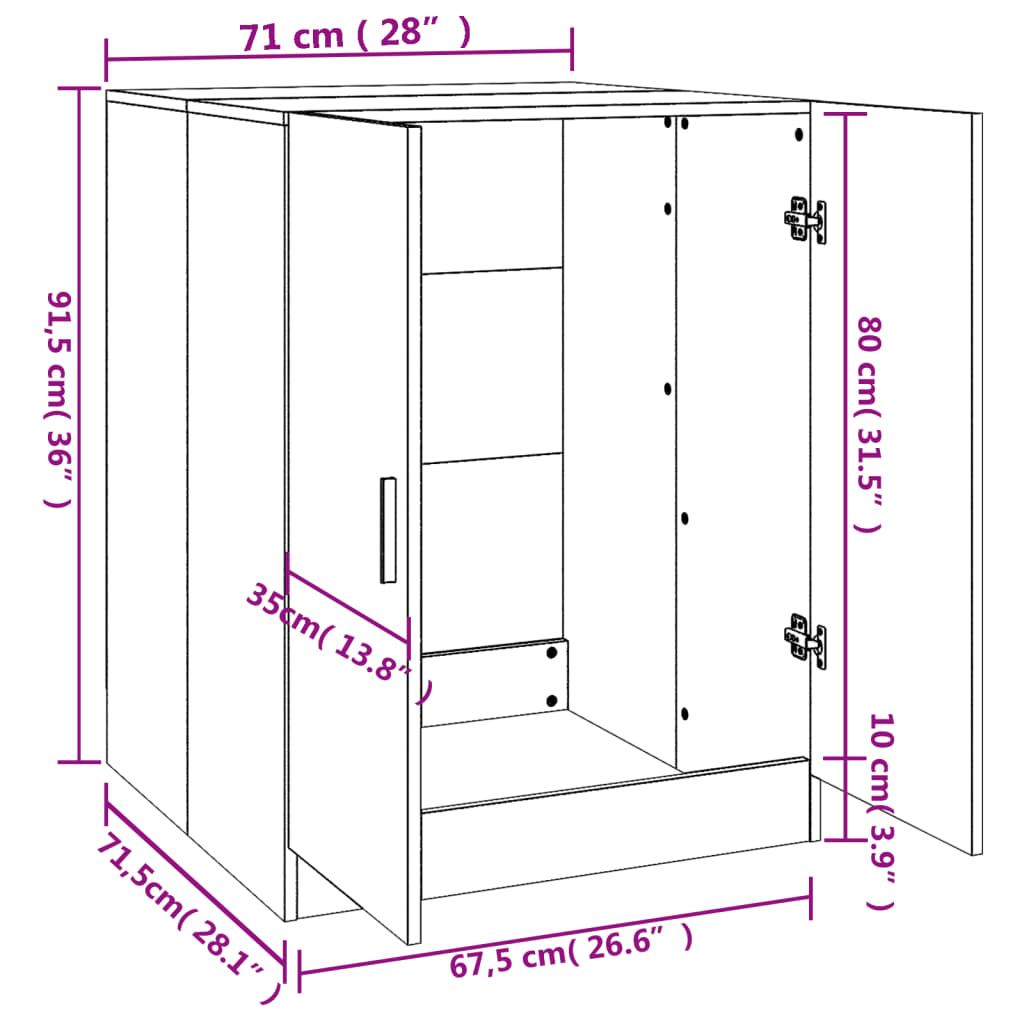 Armário para máquina de lavar roupa 71x71,5x91,5 cm preto