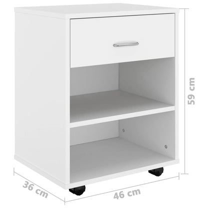 Móvel com rodas 46x36x59 cm contraplacado branco