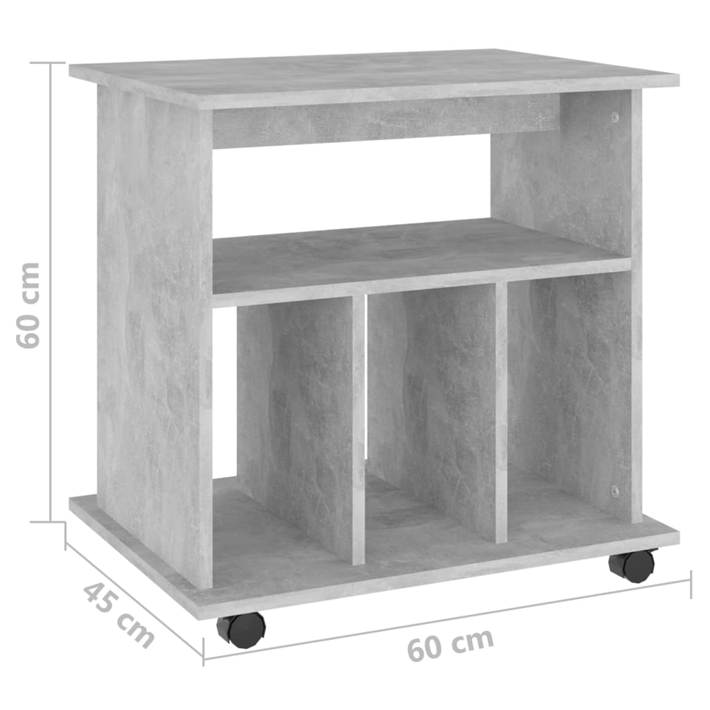 Móvel com rodas 60x45x60 cm contraplacado cinzento-cimento