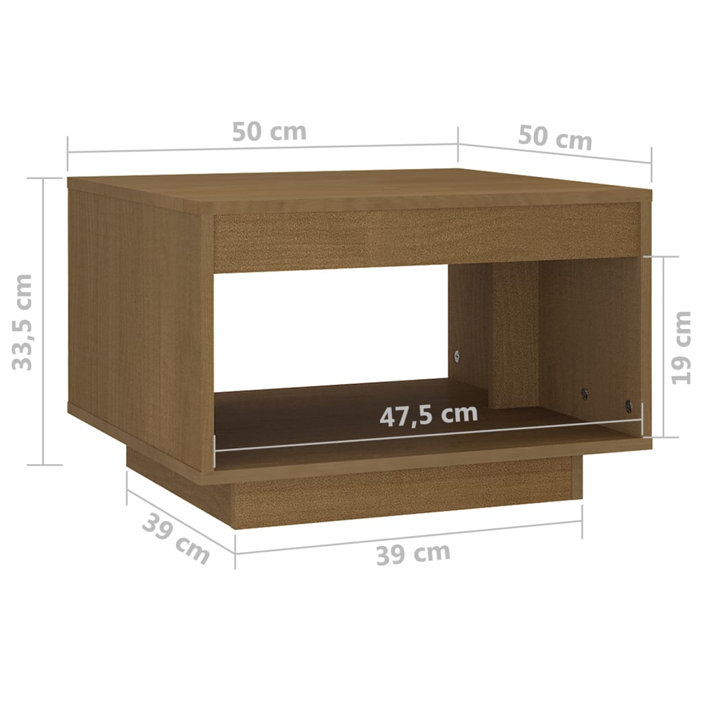 Mesa de centro 50x50x33,5 cm pinho maciço castanho mel