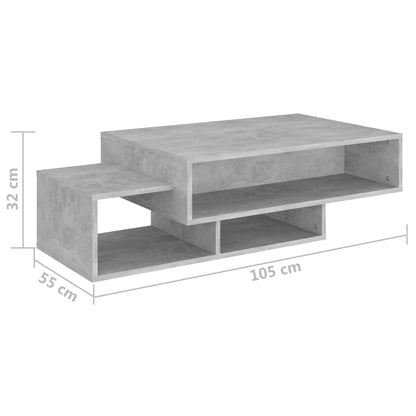 Mesa de centro 105x55x32 cm contraplacado cinzento cimento