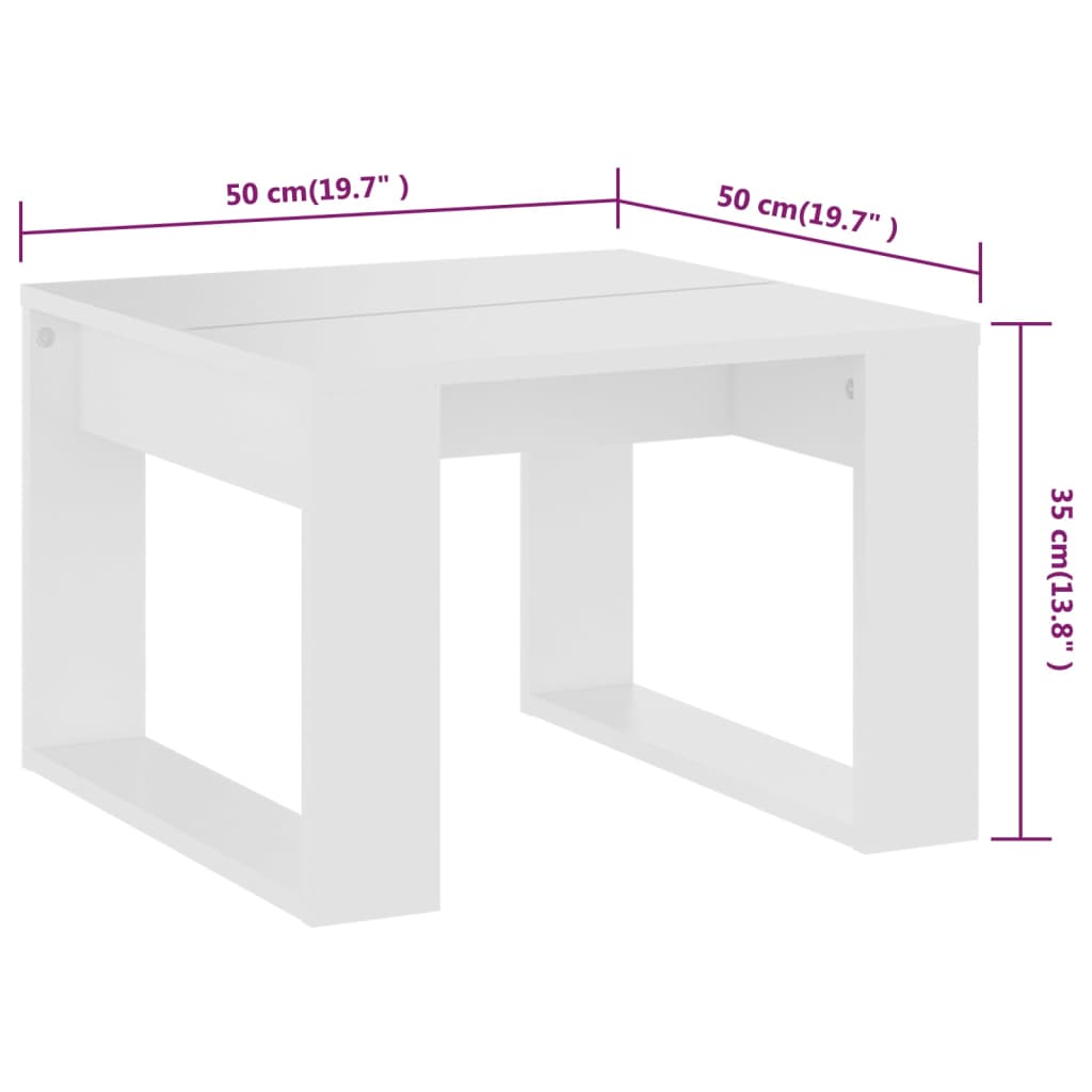 Mesa de apoio 50x50x35 cm contraplacado branco