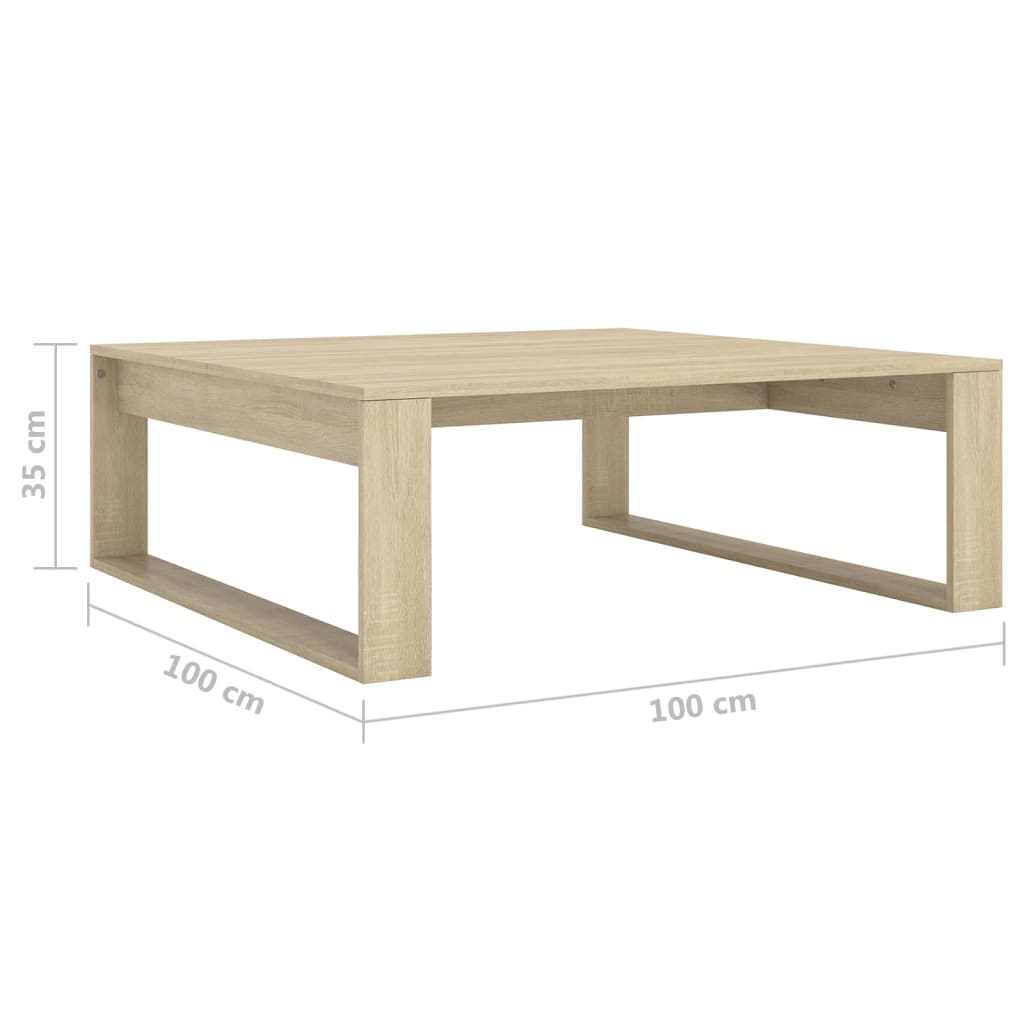 Mesa de centro 100x100x35 cm contraplacado carvalho sonoma