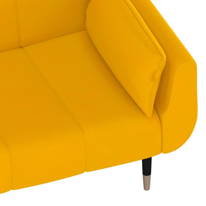 Sofá-cama 2 lugares com duas almofadas veludo amarelo