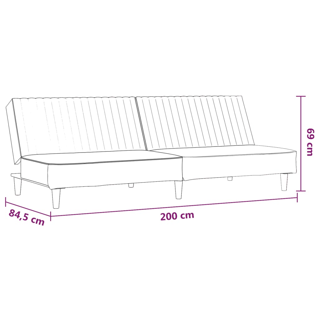 Sofá-cama de 2 lugares veludo verde-escuro