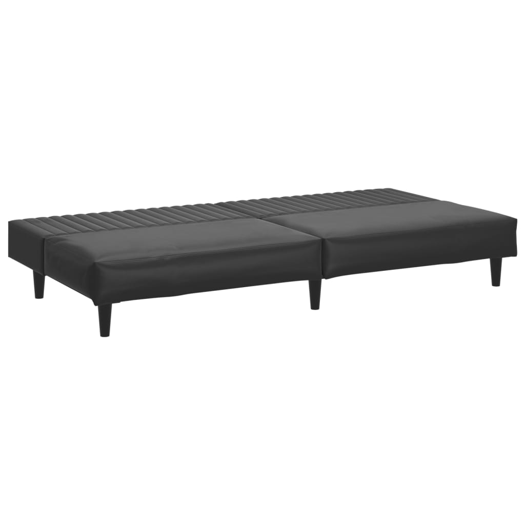 Sofá-cama de 2 lugares couro artificial preto