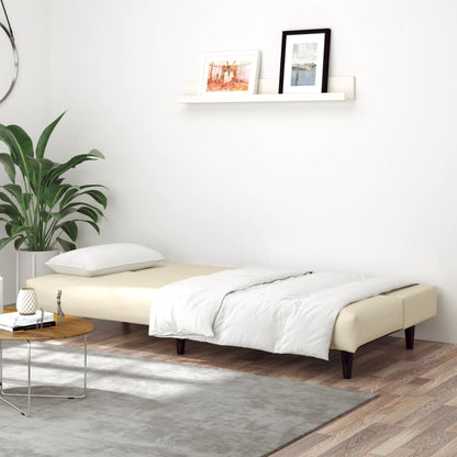 Sofá-cama de 2 lugares couro artificial cor creme