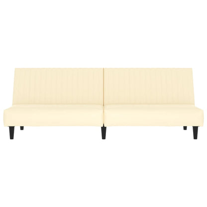 Sofá-cama de 2 lugares couro artificial cor creme