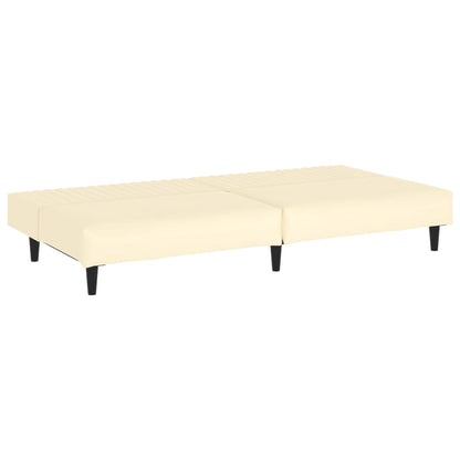 Sofá-cama de 2 lugares couro artificial cor creme