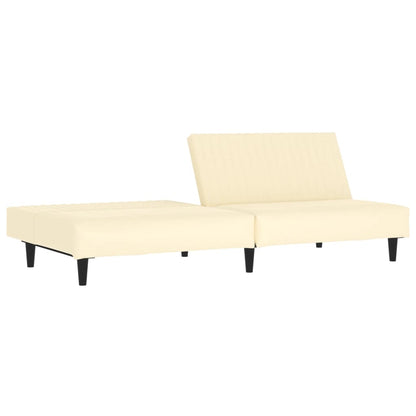 Sofá-cama de 2 lugares couro artificial cor creme