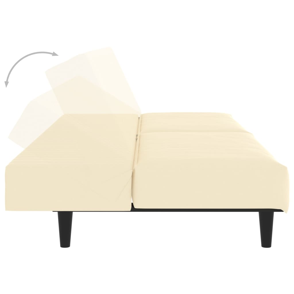 Sofá-cama de 2 lugares couro artificial cor creme