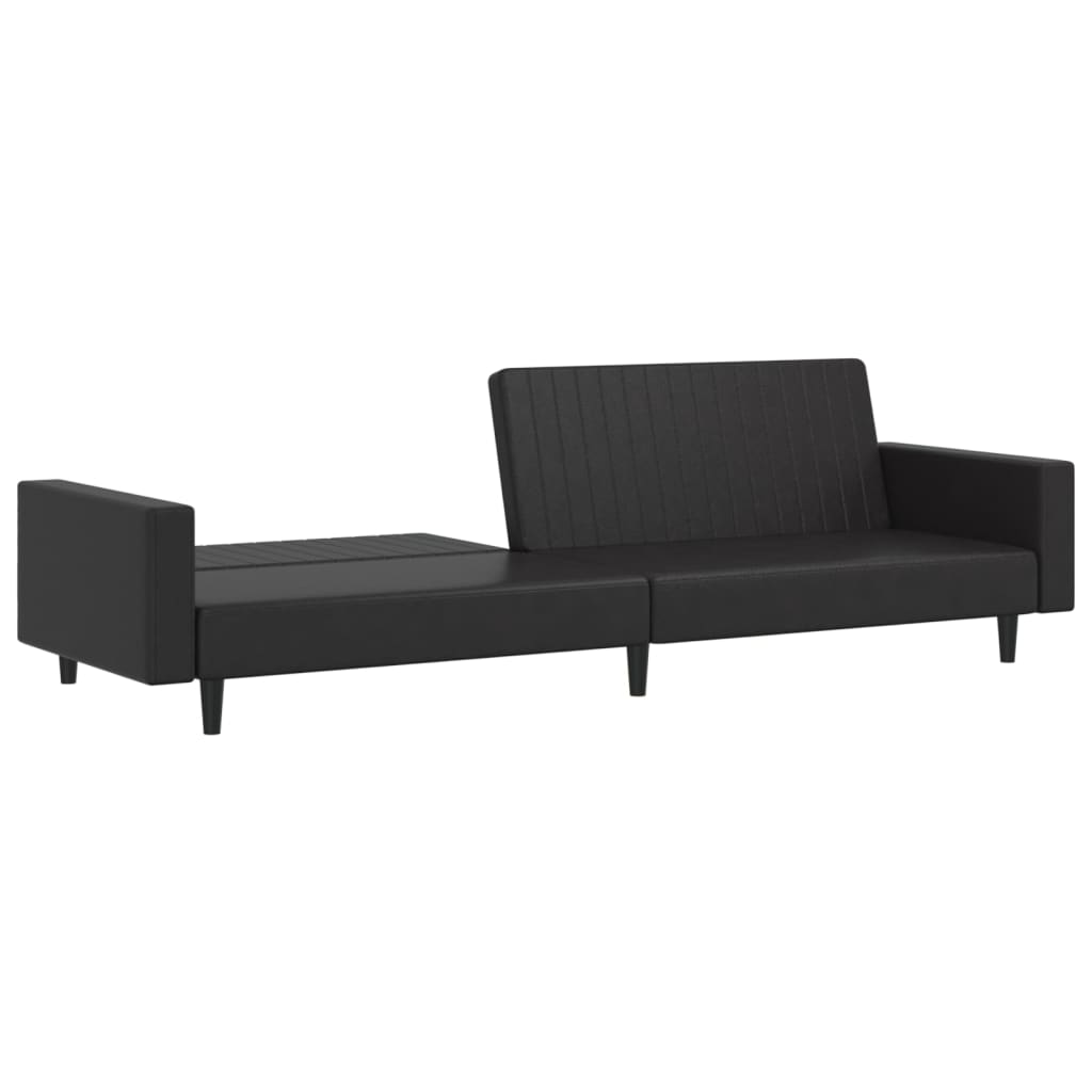 Sofá-Cama Life em Couro Artificial - Preto - Design Nórdico