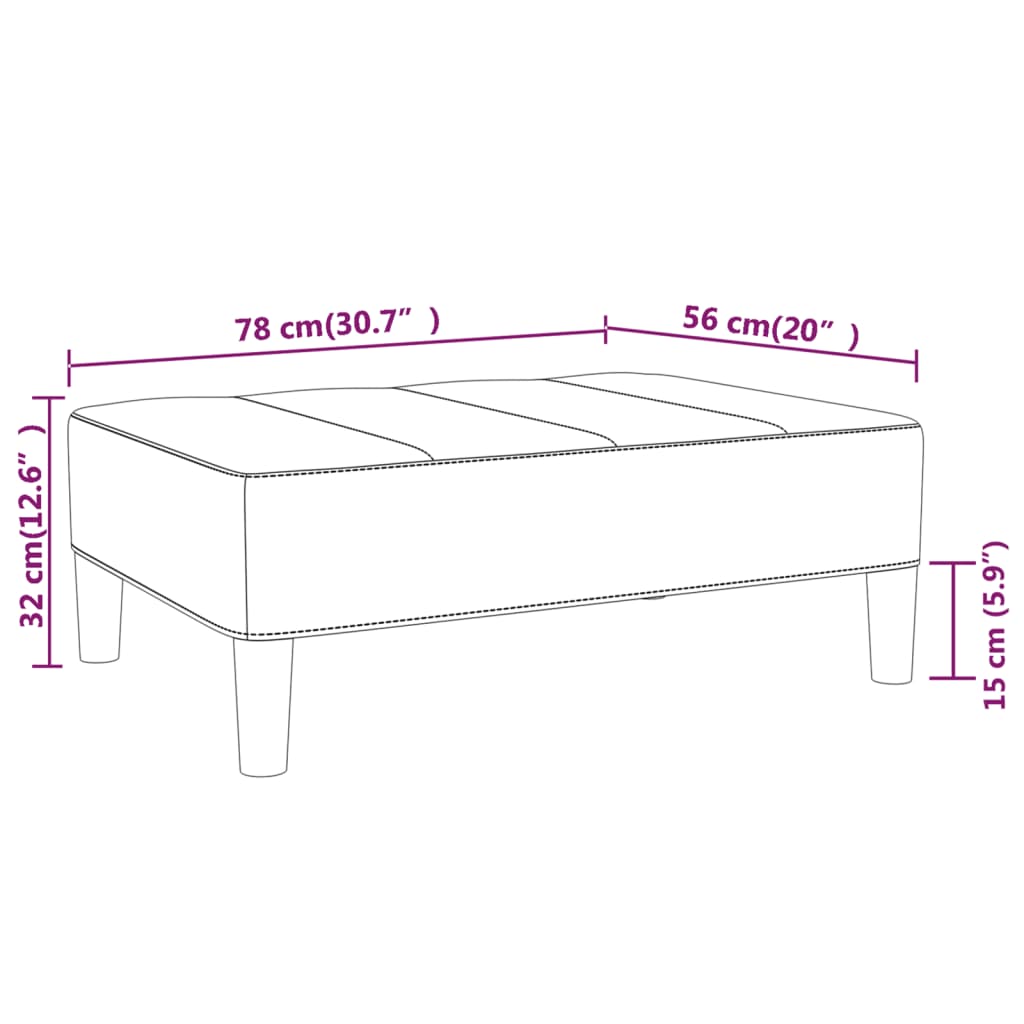 Apoio de pés 78x56x32 cm tecido cor creme