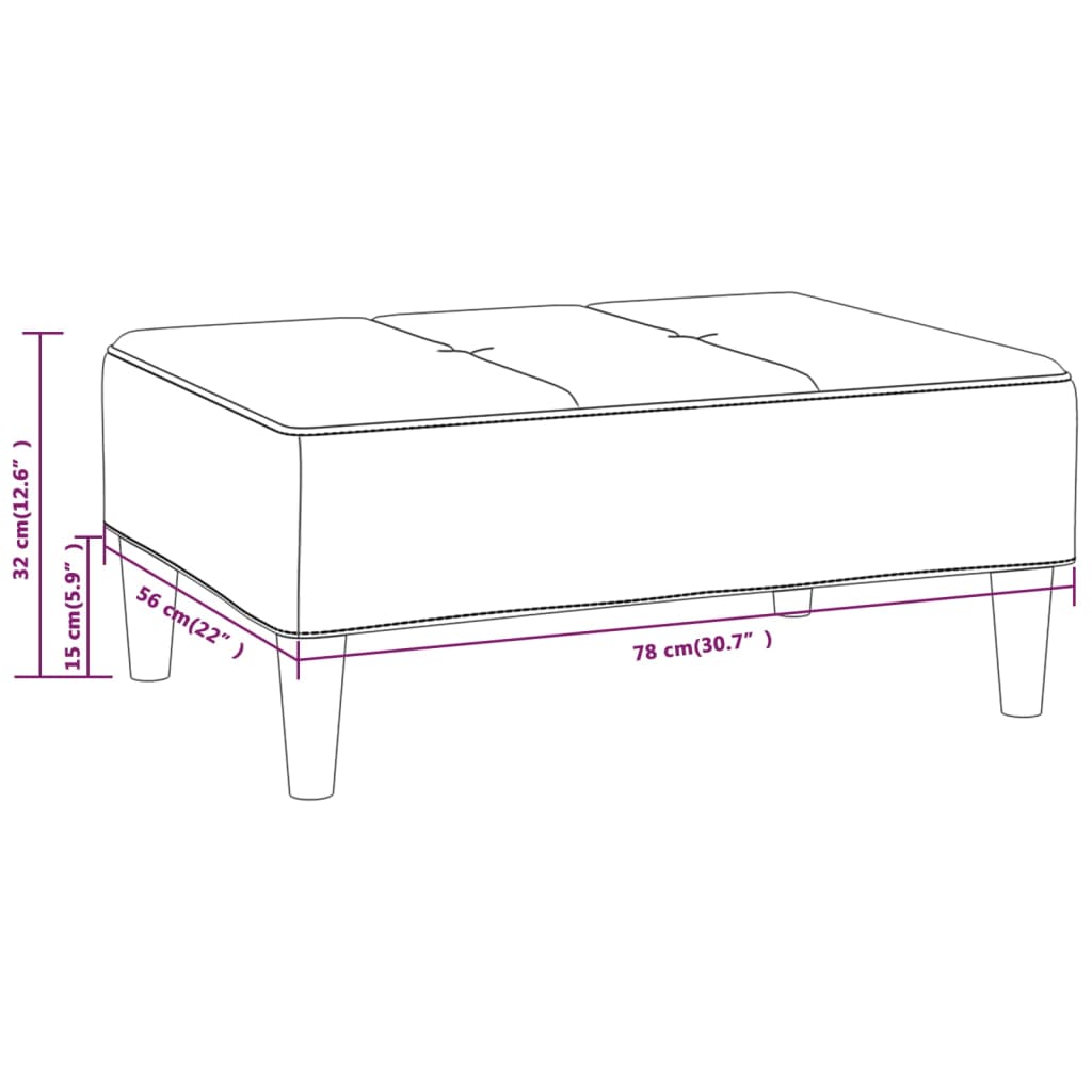 Apoio de pés 78x56x32 cm tecido cor creme