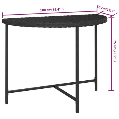 Mesa de jardim 100x50x75 cm vime PE preto