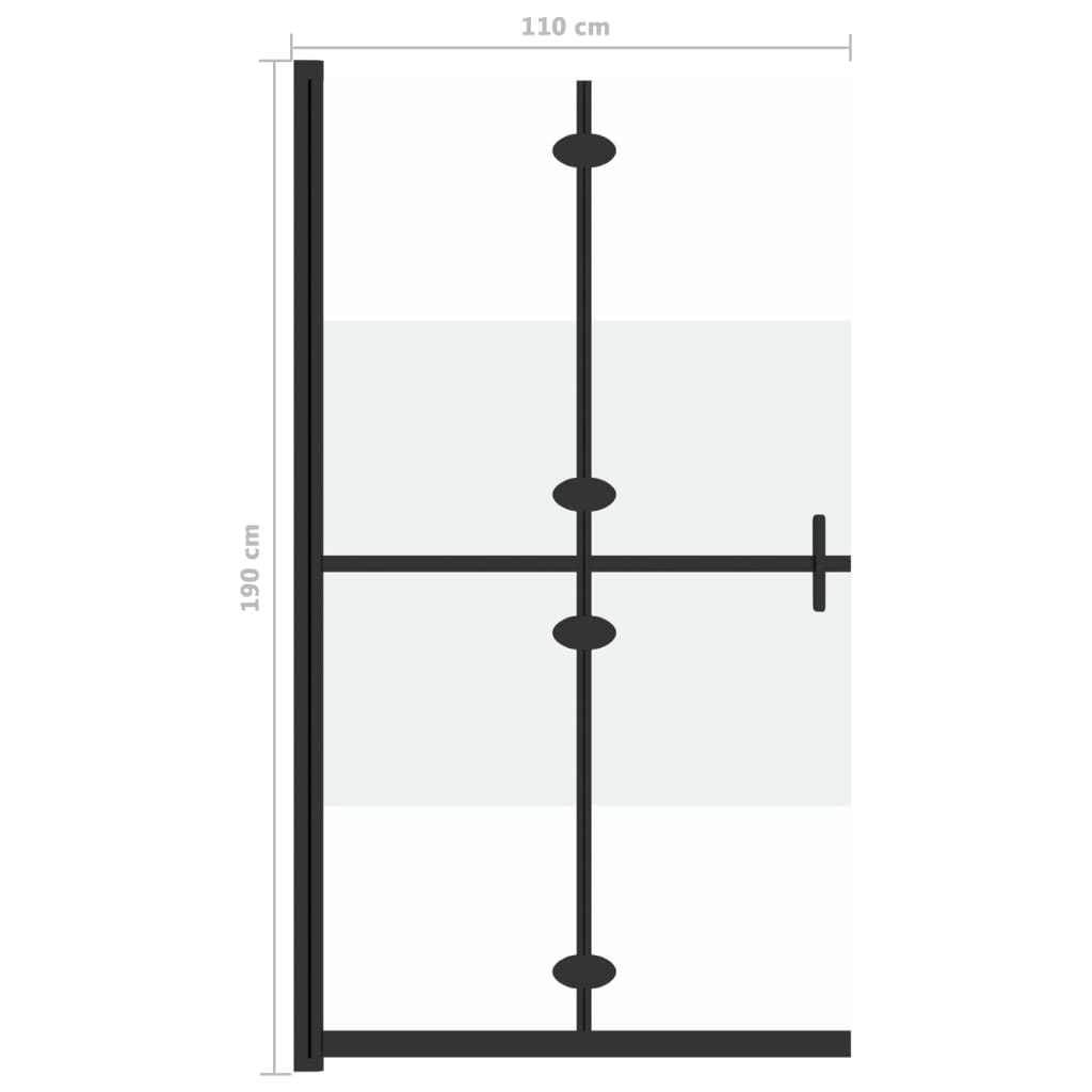 Divisória chuveiro dobrável 110x190 cm meio vidro fosco ESG