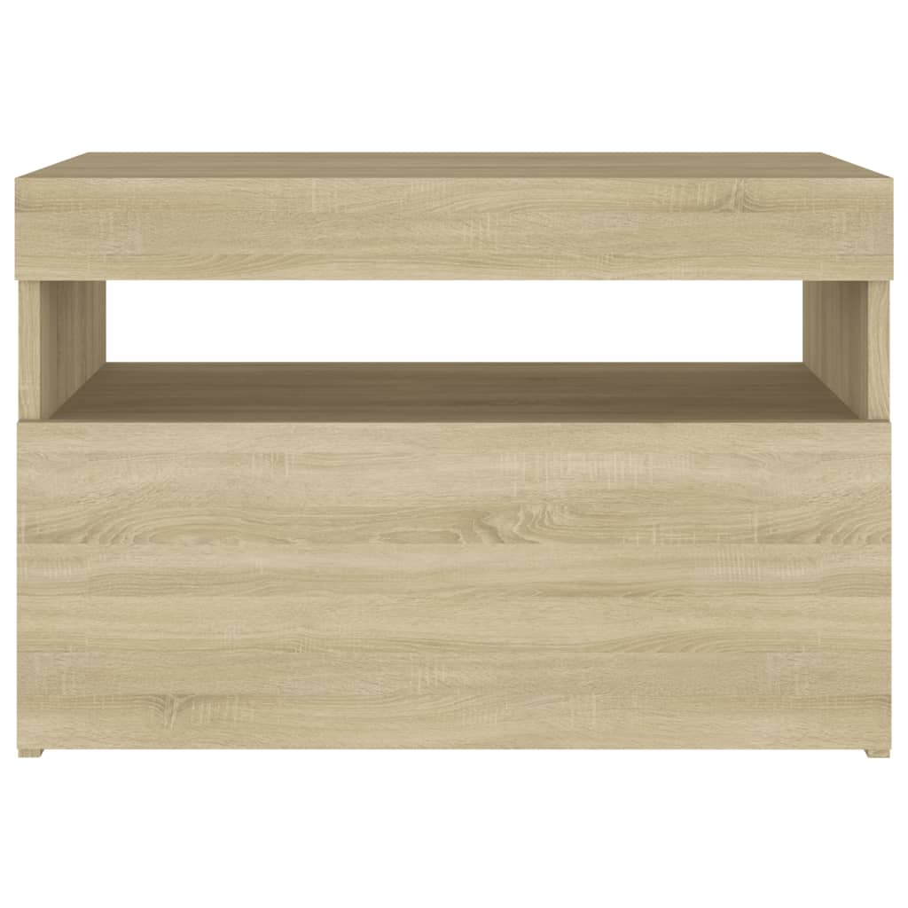 Mesa cabeceira & luzes LED 2 pcs 60x35x40 cm carvalho sonoma