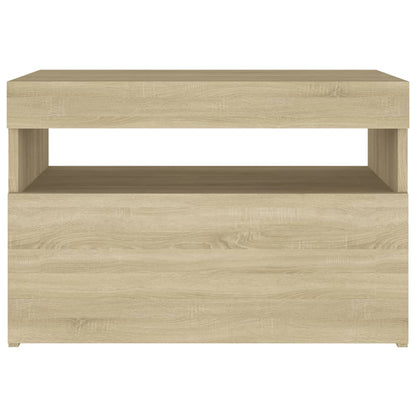 Mesa cabeceira & luzes LED 2 pcs 60x35x40 cm carvalho sonoma