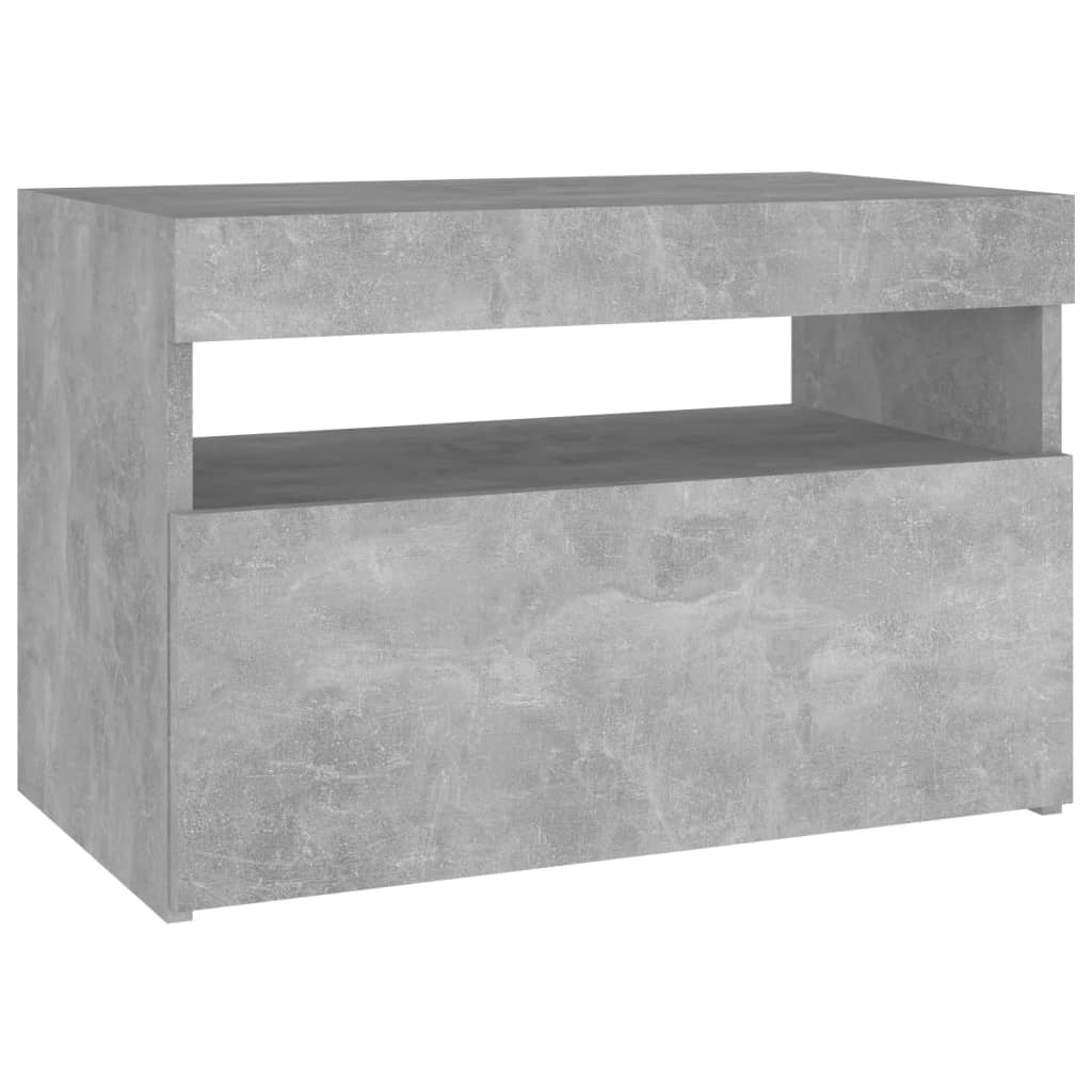 Mesa de cabeceira & luzes LED 60x35x40 cm cinza cimento