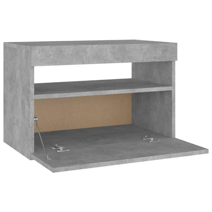 Mesa de cabeceira & luzes LED 2 pcs 60x35x40 cm cinza cimento