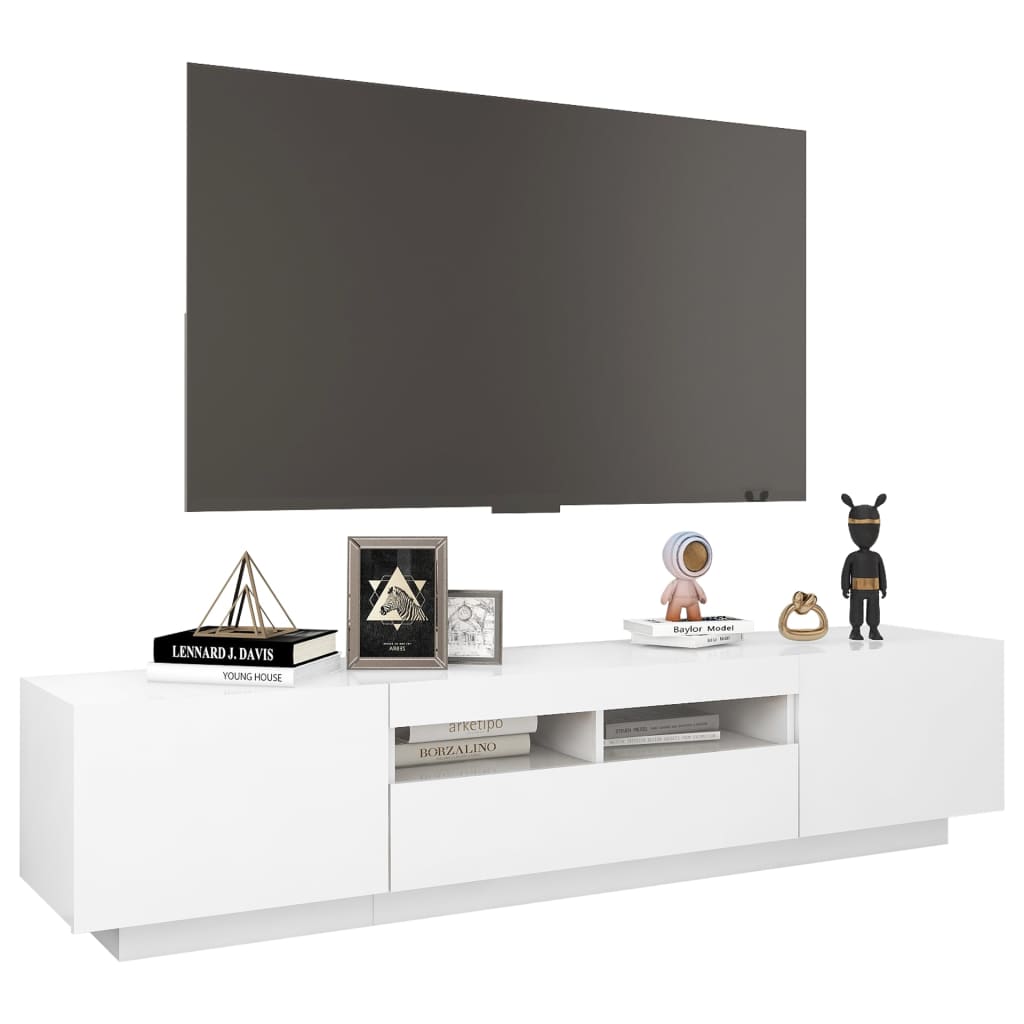 Móvel de TV Giancarlo com Luzes LED de 180cm - Branco - Design Moderno