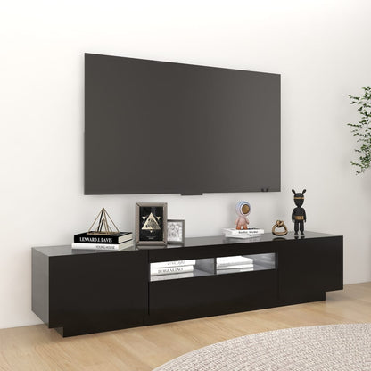 Móvel de TV Giancarlo com Luzes LED de 180cm - Preto - Design Moderno