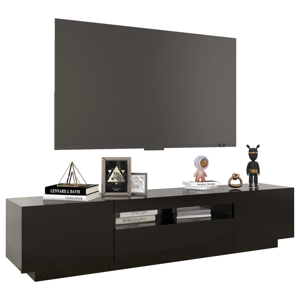 Móvel de TV Giancarlo com Luzes LED de 180cm - Preto - Design Moderno